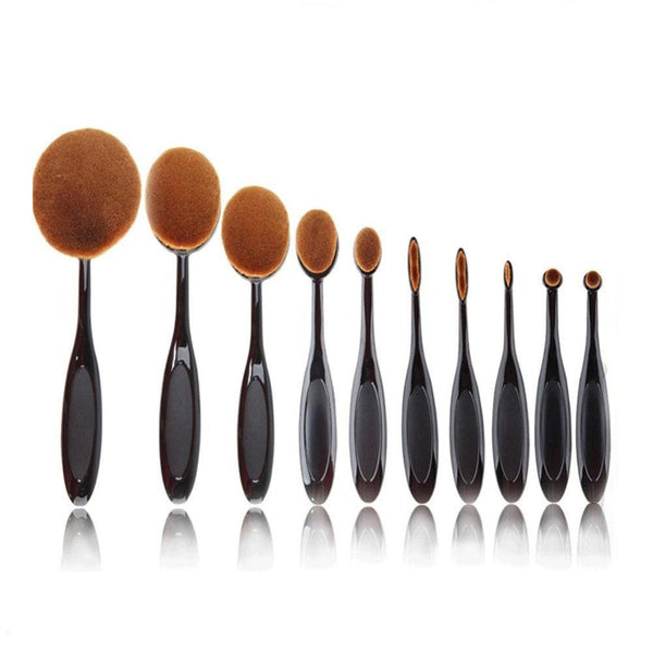 Urban Escape 10-Piece Soft Oval Toothbrush Makeup Brush Set Foundation Brushes