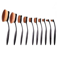Urban Escape 10-Piece Soft Oval Toothbrush Makeup Brush Set Foundation Brushes