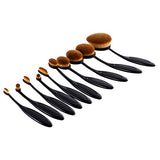 Urban Escape 10-Piece Soft Oval Toothbrush Makeup Brush Set Foundation Brushes
