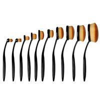 Urban Escape 10-Piece Soft Oval Toothbrush Makeup Brush Set Foundation Brushes
