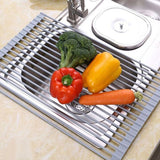Over The Sink Roll Up Dish Drying Rack Silicone Coated Steel -XL