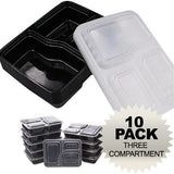 Green Earth 35oz 3-Compartment Meal Prep Food Storage Containers with Lids - 10 Pack