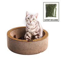 Paw Essentials MJ042 13.4" Bowl-shaped Cardboard Cat Scratcher with Catnip