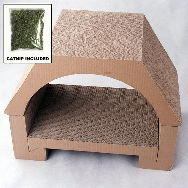 Paw Essentials MJ005 House Shaped Cardboard Cat Scratcher with Catnip