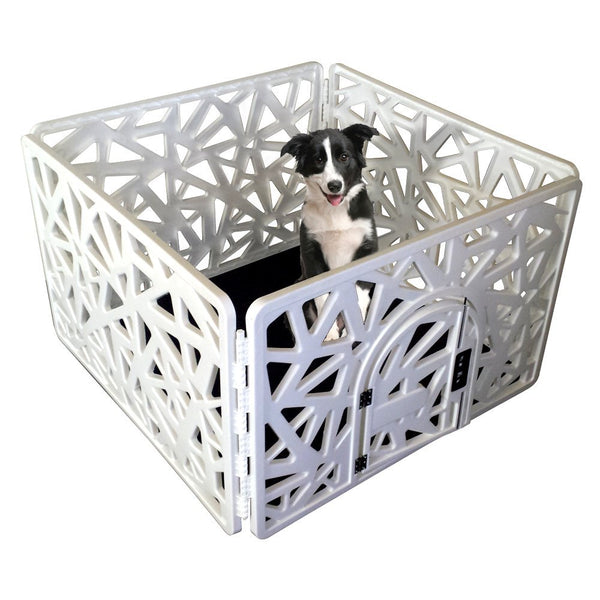 Paw Essentials Reinforced 4-Panel Dog / Pet Pen Playpen with Door - Small Dogs