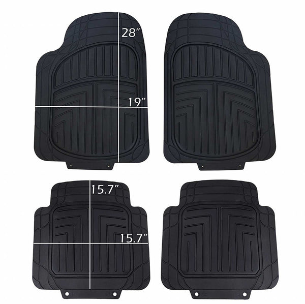 WOW AUTO Rubber Floor Mats - 100% Odorless & All Weather Heavy Duty (4-piece) 02