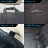 WOW AUTO Pet Seat Cover for Cars - Black, WaterProof, Hammock Convertible