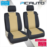 WOW AUTO Car Seat Covers Set for Auto, Truck, Van, SUV - PolyCloth, Airbag Compatible (Tan)