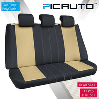 WOW AUTO Car Seat Covers Set for Auto, Truck, Van, SUV - PolyCloth, Airbag Compatible (Tan)