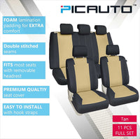 WOW AUTO Car Seat Covers Set for Auto, Truck, Van, SUV - PolyCloth, Airbag Compatible (Tan)