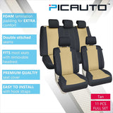 WOW AUTO Car Seat Covers Set for Auto, Truck, Van, SUV - PolyCloth, Airbag Compatible (Tan)