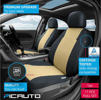 WOW AUTO Car Seat Covers Set for Auto, Truck, Van, SUV - PolyCloth, Airbag Compatible (Tan)