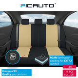 WOW AUTO Car Seat Covers Set for Auto, Truck, Van, SUV - PolyCloth, Airbag Compatible (Tan)