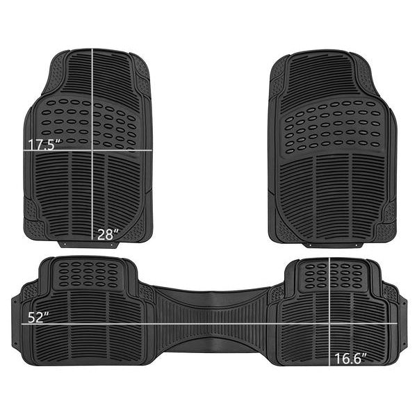 WOW AUTO Universal Rubber Floor Mats for Car, SUV, Van & Trucks (3-piece, black)