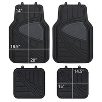 WOW AUTO Universal Rubber Floor Mats for Car, SUV, Van & Trucks (4-piece, black grey)