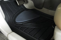 WOW AUTO Universal Rubber Floor Mats for Car, SUV, Van & Trucks (4-piece, black grey)