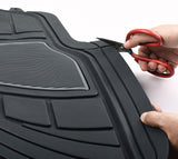 WOW AUTO Universal Rubber Floor Mats for Car, SUV, Van & Trucks (4-piece, black grey)