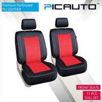 WOW AUTO Universal Fit Full Set Mesh and Leather Car Seat Cover (Red)