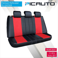 WOW AUTO Universal Fit Full Set Mesh and Leather Car Seat Cover (Red)