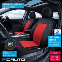 WOW AUTO Universal Fit Full Set Mesh and Leather Car Seat Cover (Red)