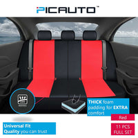 WOW AUTO Universal Fit Full Set Mesh and Leather Car Seat Cover (Red)