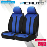 WOW AUTO Universal Fit Full Set Mesh Fabric Car Seat Cover (Dark Blue)