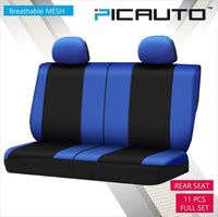 WOW AUTO Universal Fit Full Set Mesh Fabric Car Seat Cover (Dark Blue)