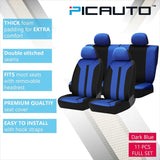WOW AUTO Universal Fit Full Set Mesh Fabric Car Seat Cover (Dark Blue)