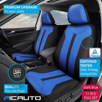WOW AUTO Universal Fit Full Set Mesh Fabric Car Seat Cover (Dark Blue)