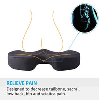 WOW AUTO Memory Foam Seat Cushion Pillow - Relieve Back Tailbone and Sciatica Pain