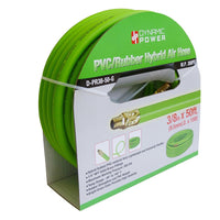 Dynamic Power PVC/Rubber Hybrid Air Hose 3/8-Inch by 50-Feet, 1/4-Inch MNPT Brass Ends (Green)