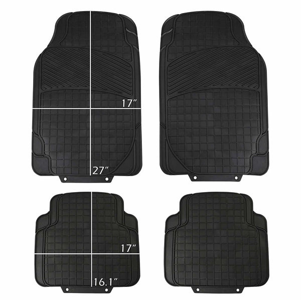 WOW AUTO Rubber Floor Mats - 100% Odorless & All Weather Heavy Duty (4-piece,black) 03