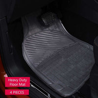 WOW AUTO Rubber Floor Mats - 100% Odorless & All Weather Heavy Duty (4-piece,black) 03