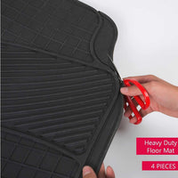 WOW AUTO Rubber Floor Mats - 100% Odorless & All Weather Heavy Duty (4-piece,black) 03