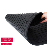 WOW AUTO Rubber Floor Mats - 100% Odorless & All Weather Heavy Duty (4-piece,black) 03