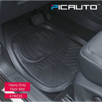 WOW AUTO Heavy Duty Rubber Deep Tray Floor Mats - 100% Odorless & All Weather (4-piece, black) 01D