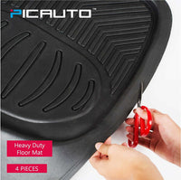 WOW AUTO Heavy Duty Rubber Deep Tray Floor Mats - 100% Odorless & All Weather (4-piece, black) 01D
