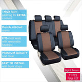 WowAuto Car Seat Covers for Auto, Truck, Van, SUV - PU Leather, Airbag Compatible, Universal Fit