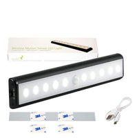 MWGEARS 10 LED Super Bright Wireless Motion Sensor LED Light Bar, Rechargeable, Silver