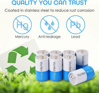 VONIKO Ultra Alkaline Batteries Size D 8-Pack 10 Year Shelf, Leakproof