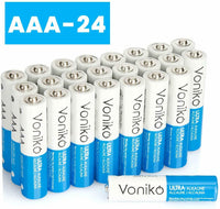VONIKO Ultra Alkaline Batteries Size AAA, 10 Year Shelf, Leakproof