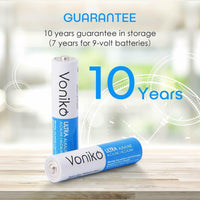 VONIKO Ultra Alkaline Batteries Size AAA, 10 Year Shelf, Leakproof