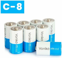 VONIKO Ultra Alkaline Batteries Size C, 10 Year Shelf, Leakproof