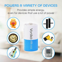 VONIKO Ultra Alkaline Batteries Size C, 10 Year Shelf, Leakproof