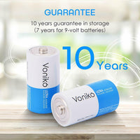 VONIKO Ultra Alkaline Batteries Size C, 10 Year Shelf, Leakproof