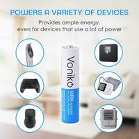 VONIKO Ultra Alkaline Batteries Size AA, 10 Year Shelf, Leakproof