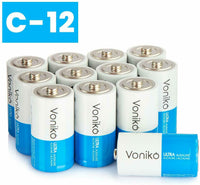 VONIKO Ultra Alkaline Batteries Size C, 10 Year Shelf, Leakproof