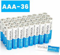 VONIKO Ultra Alkaline Batteries Size AAA, 10 Year Shelf, Leakproof