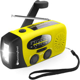 Hand Crank Self Powered Handheld AM/FM Solar Weather Radio LED Flashlight, Power Bank - Color May Vary