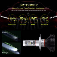 PLW X3 Auto LED Headlight 2 Pack Light, H4 6500K, IP67 Spec, W/Efficient Turbine Cooling